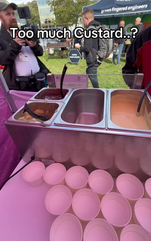 POV of our Apple/Cherry Crumble & Custard Station 😍